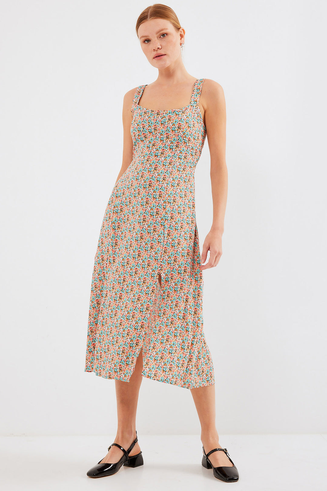 Bigdart 2282 Robe en viscose à bretelles avec fente - Multicolore