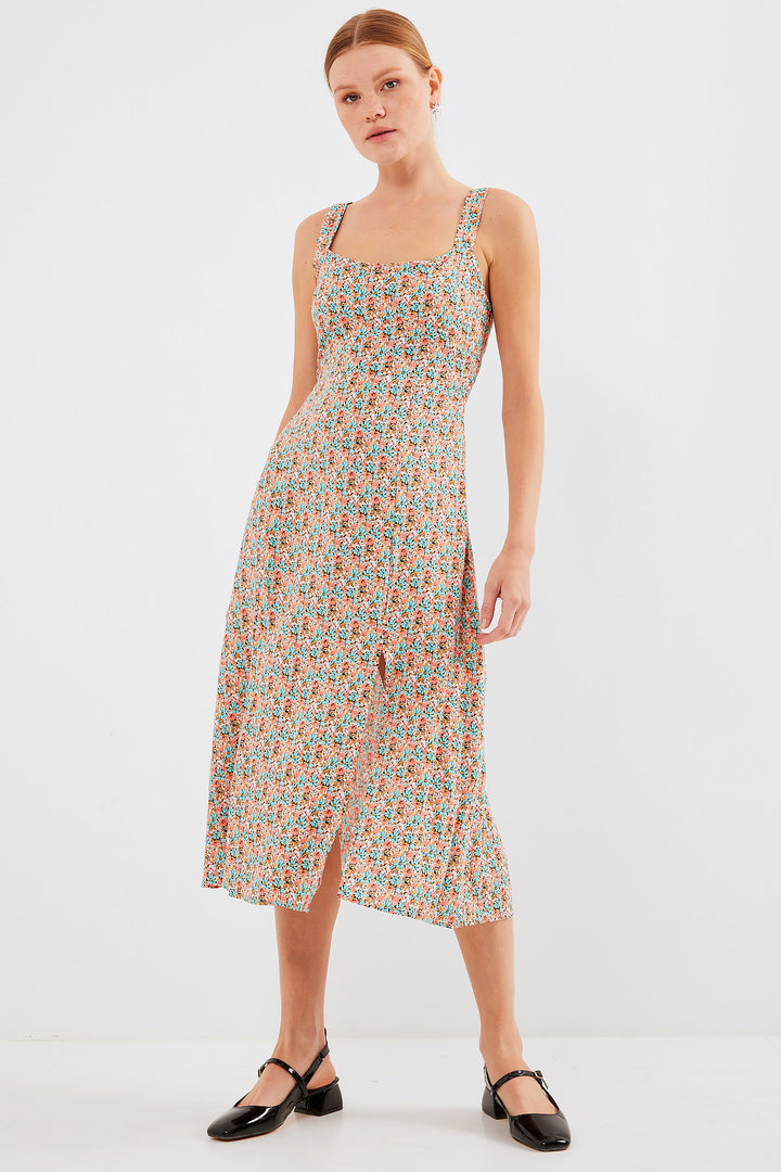 Bigdart 2282 Robe en viscose à bretelles avec fente - Multicolore