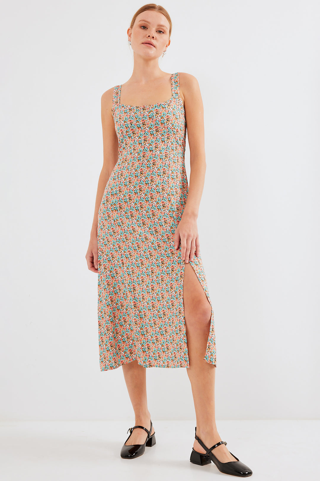 Bigdart 2282 Robe en viscose à bretelles avec fente - Multicolore