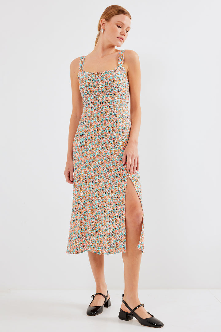Bigdart 2282 Robe en viscose à bretelles avec fente - Multicolore