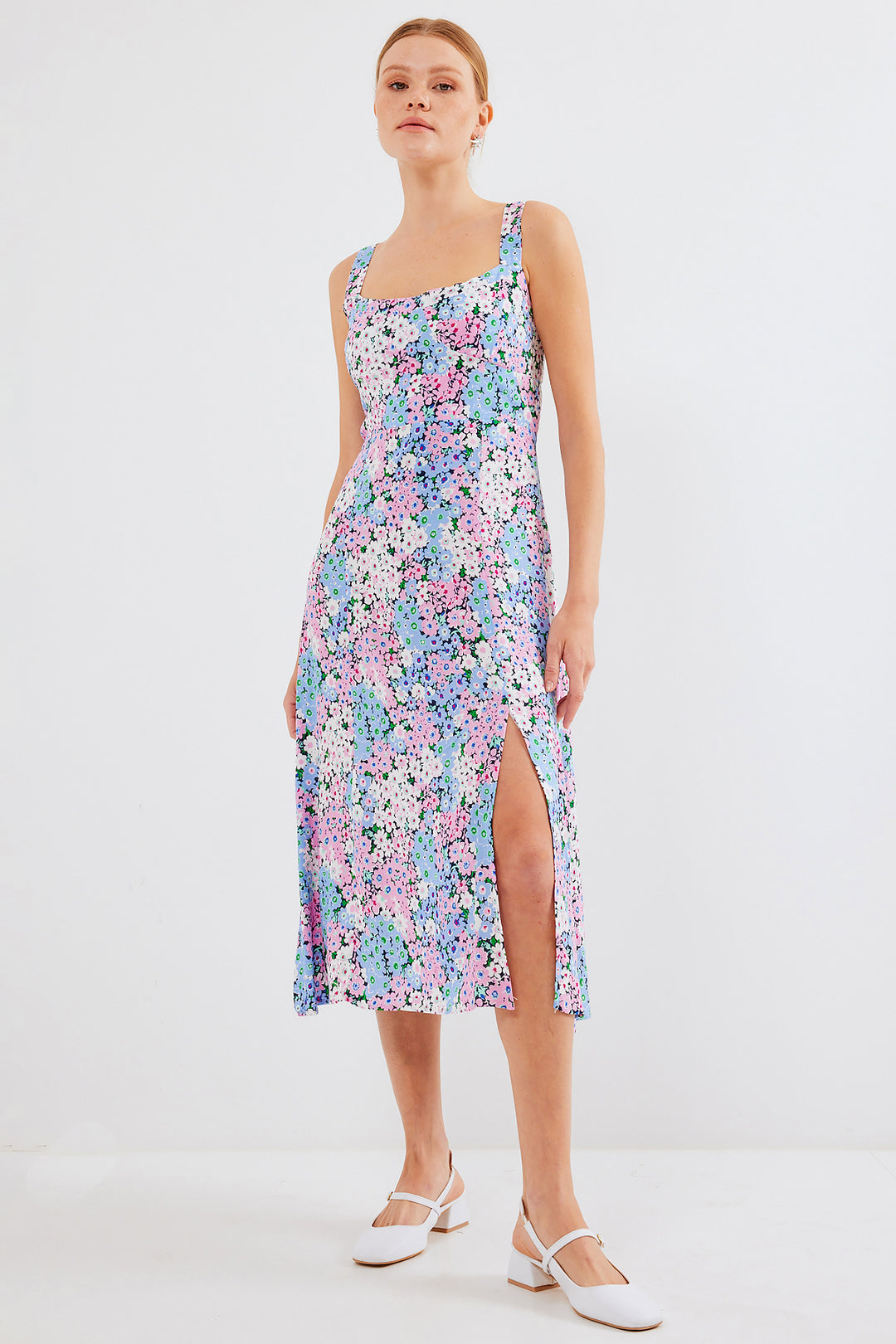 Bigdart 2282 Robe en viscose à bretelles fendues - Bleu