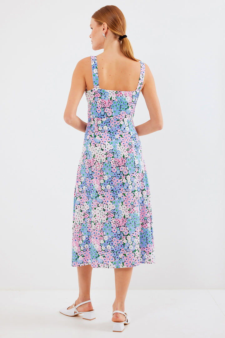 Bigdart Robe Viskose à Bretelles Fendue 2282 - Bleu