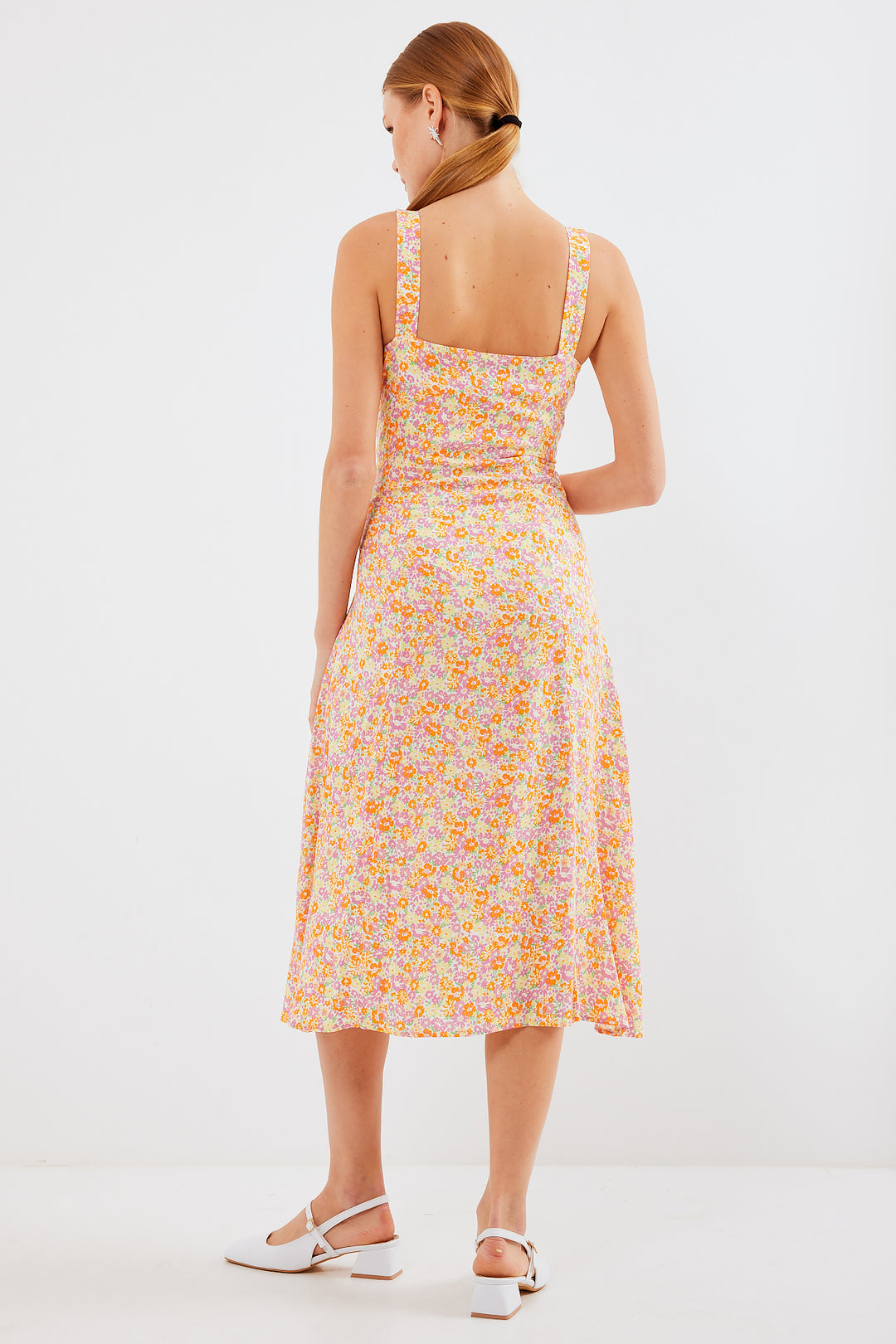 Bigdart 2282 Robe en viscose à bretelles avec fente - Orange