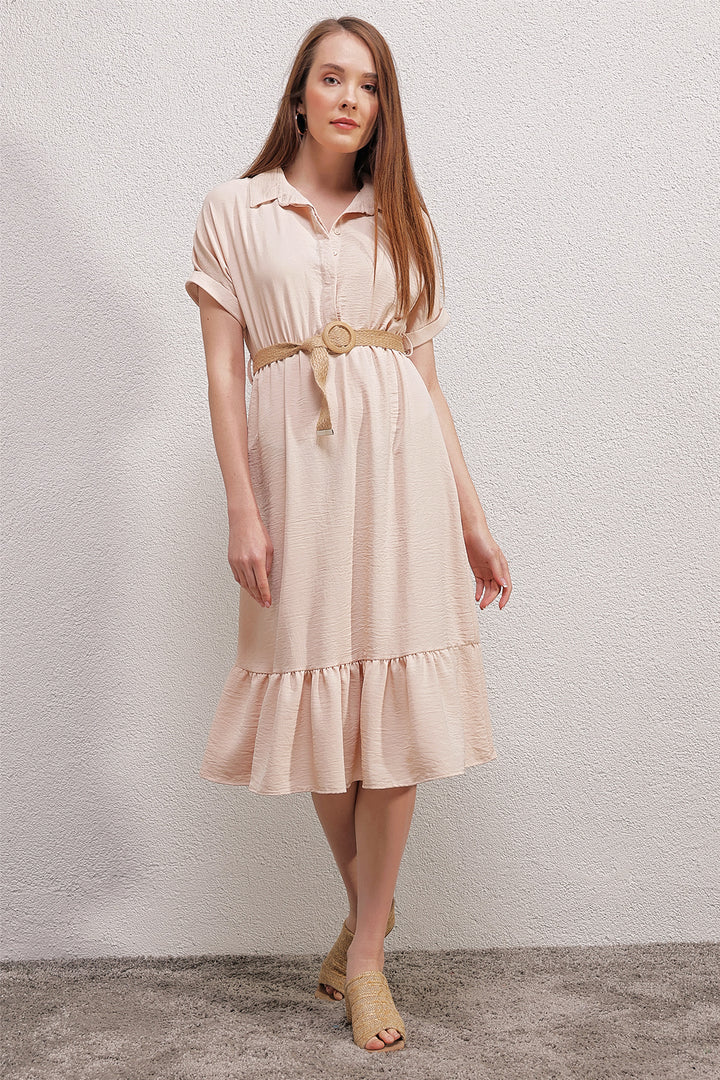 Bigdart Robe Ceinturée Bigdart 2292 - Crème