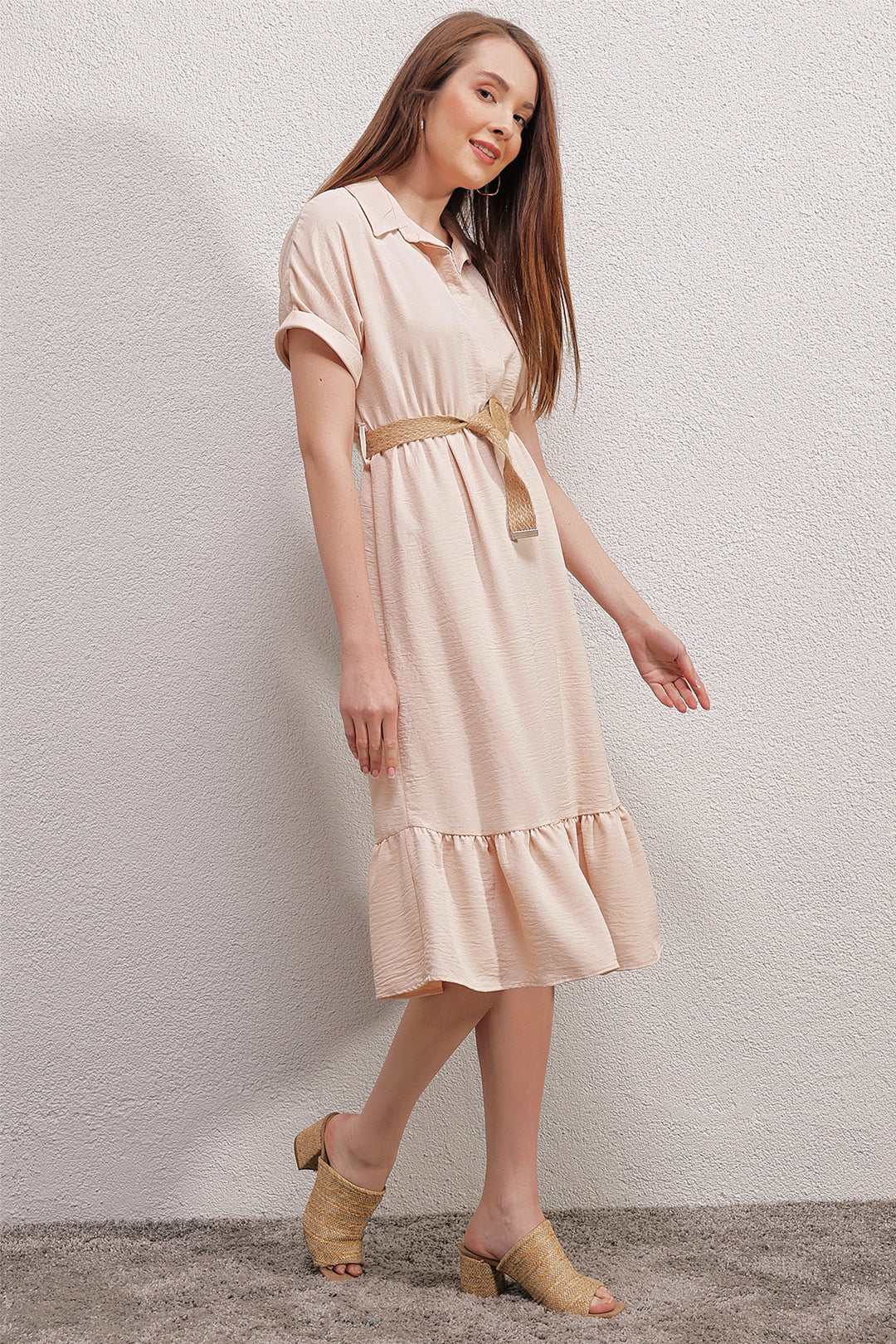 Bigdart Robe Ceinturée Bigdart 2292 - Crème