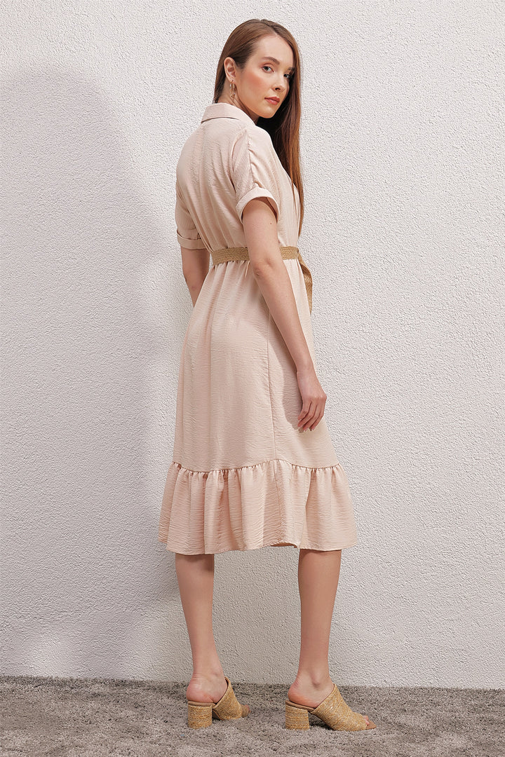 Bigdart Robe Ceinturée Bigdart 2292 - Crème