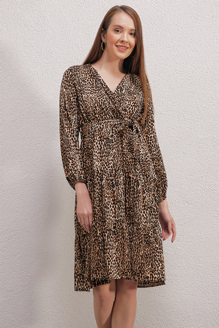 Bigdart 2320 Robe à Col Croisé - Beige Clair