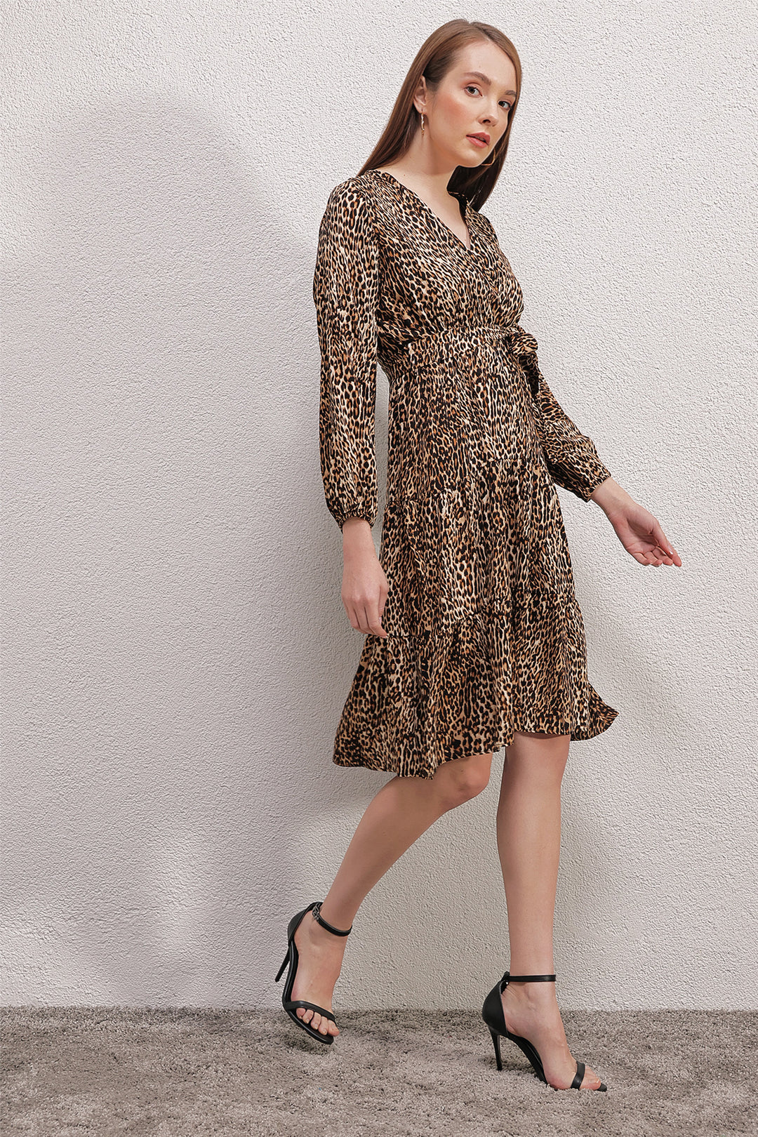 Bigdart 2320 Robe à Col Croisé - Beige Clair