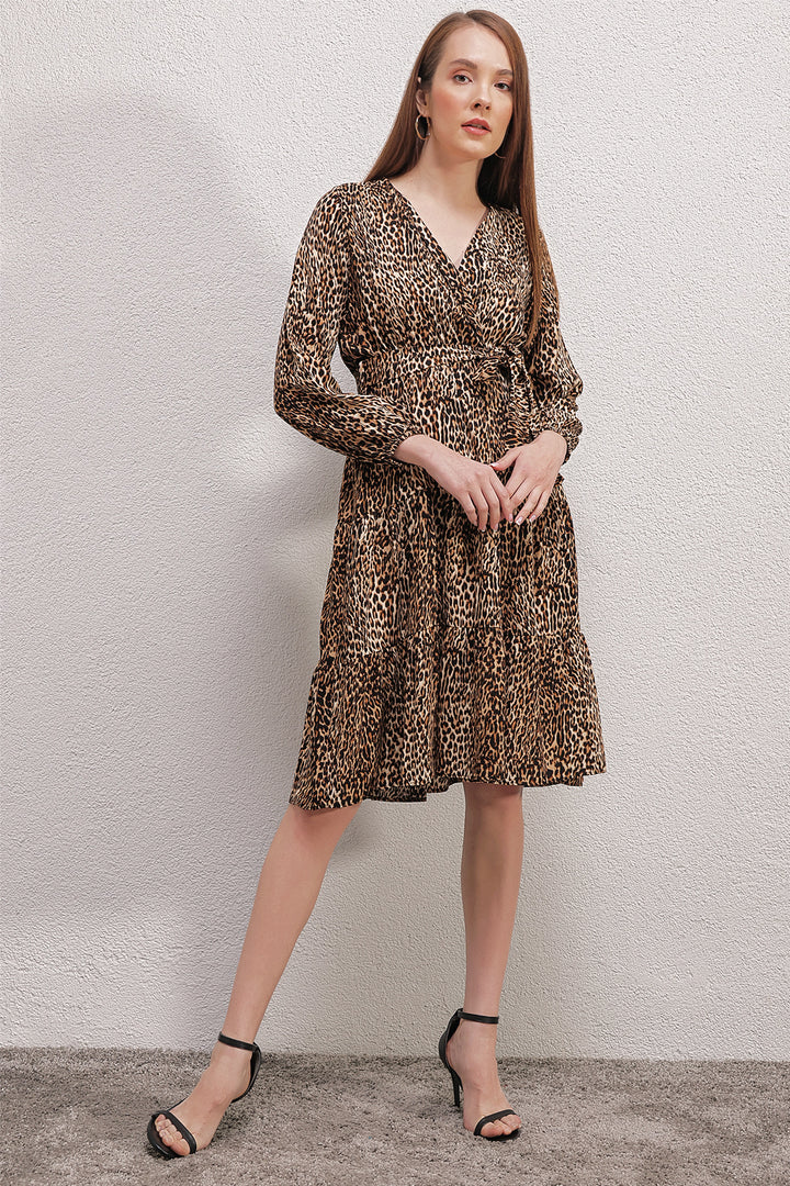 Bigdart 2320 Robe à Col Croisé - Beige Clair