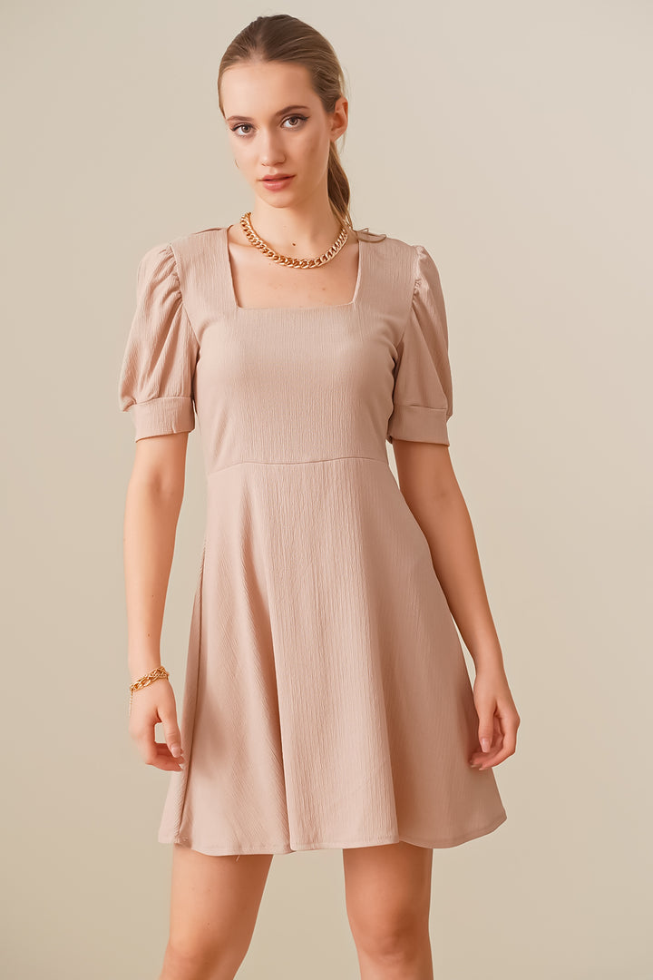 Bigdart 2339 Robe Tricot Col Carré - Biscuit