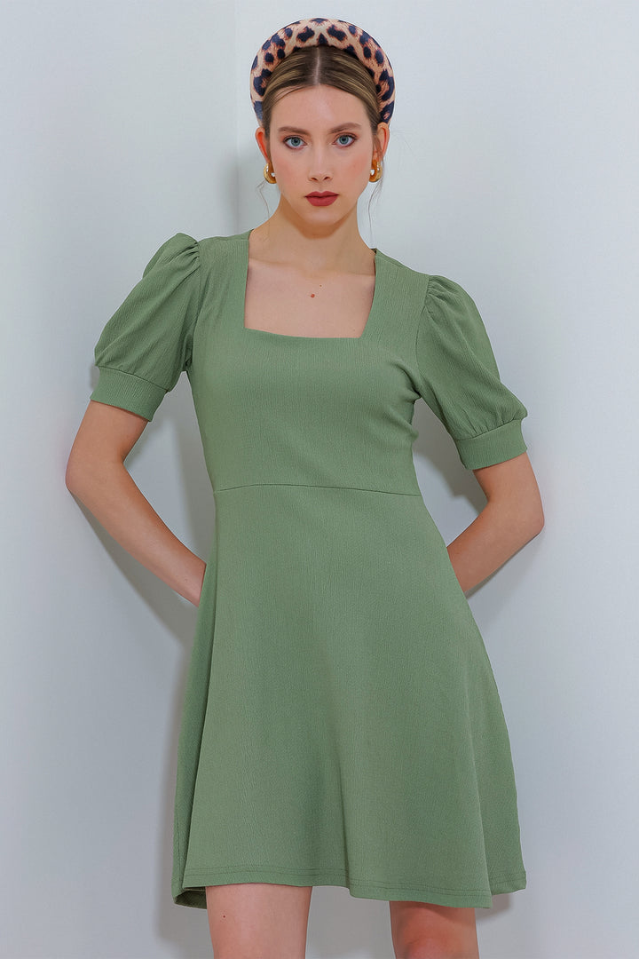 Bigdart Robe mini en tricot à encolure carrée vert d'eau pour femme
