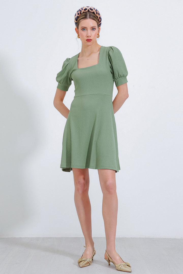 Bigdart Robe mini en tricot à encolure carrée vert d'eau pour femme