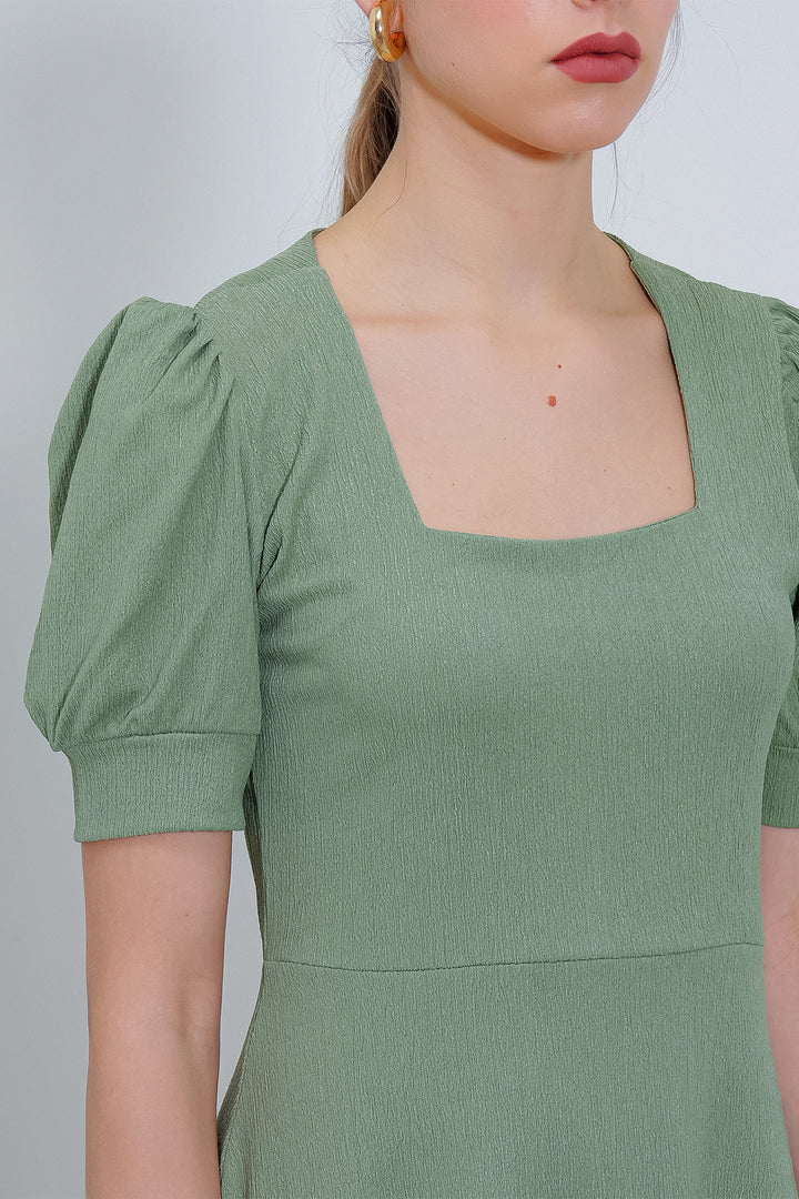 Bigdart Robe mini en tricot à encolure carrée vert d'eau pour femme