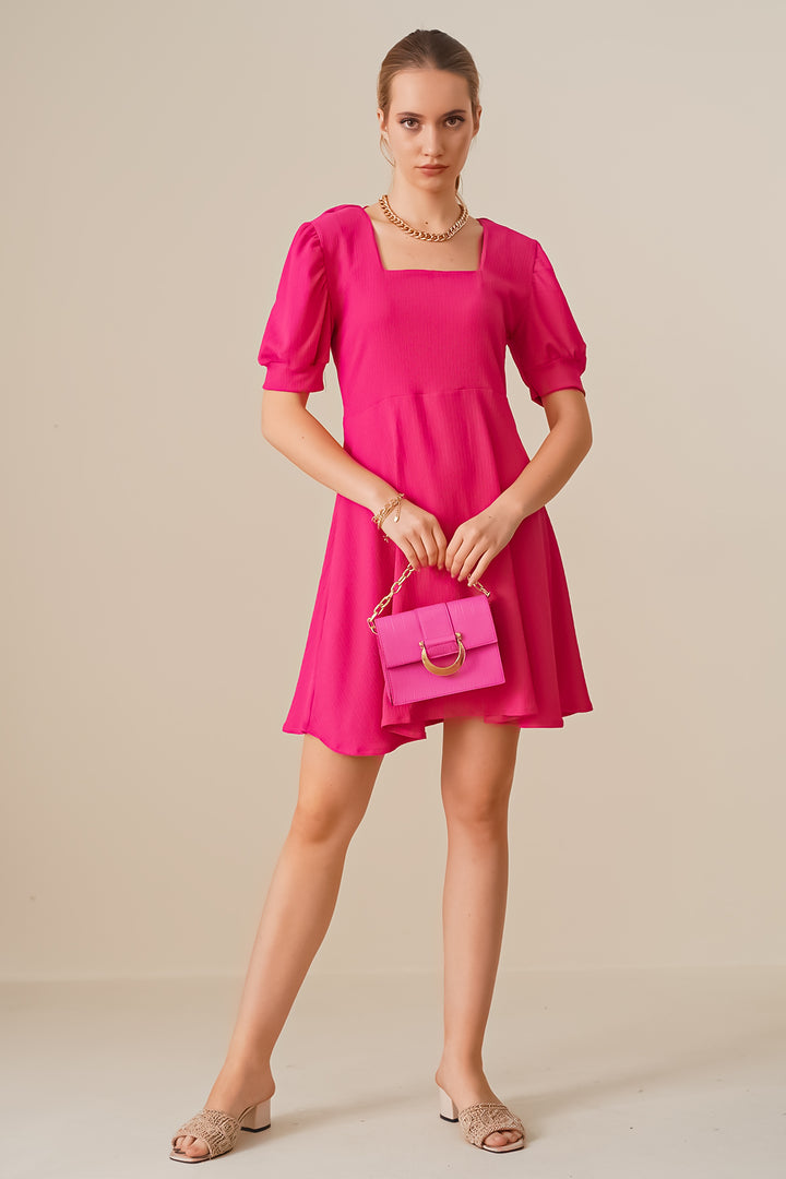 Bigdart 2339 Robe Tricot Col Carré - Fuchsia