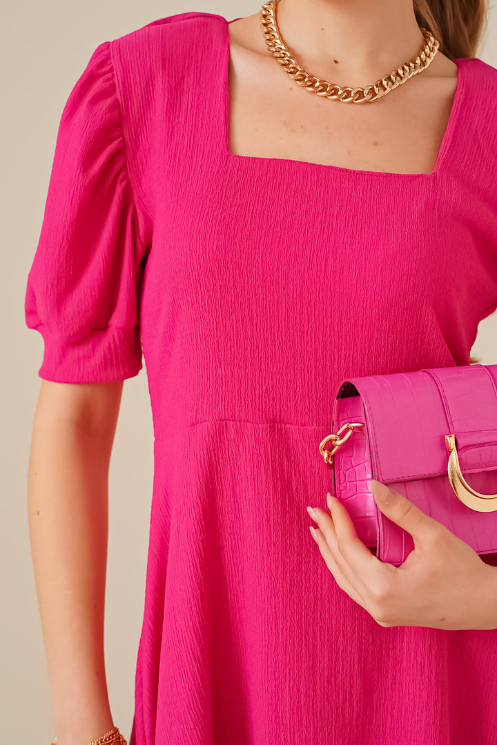 Bigdart 2339 Robe Tricot Col Carré - Fuchsia