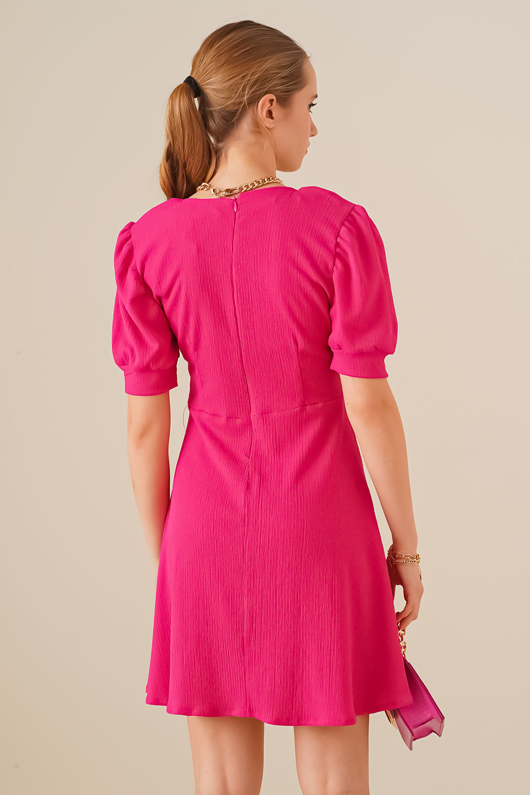 Bigdart 2339 Robe Tricot Col Carré - Fuchsia
