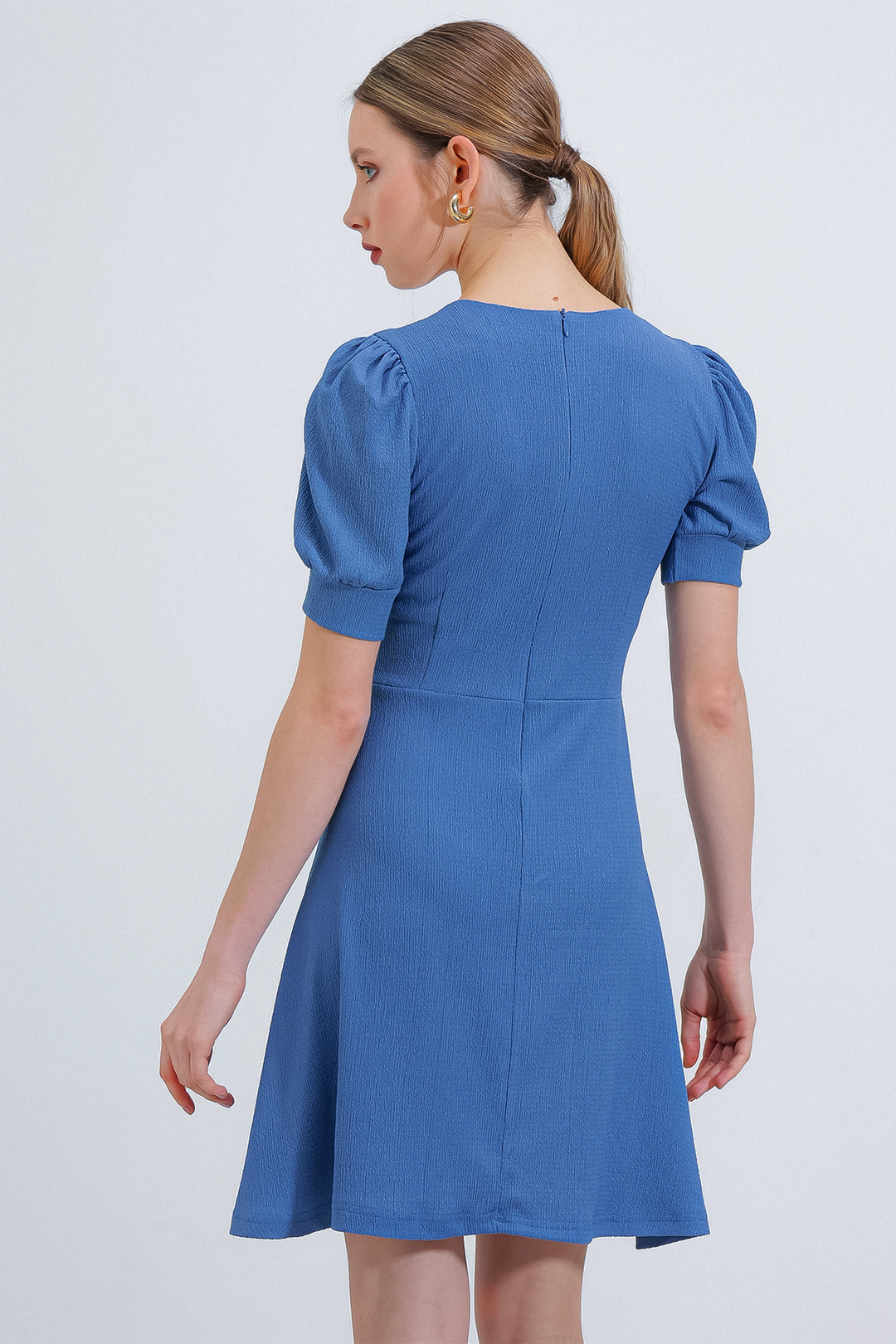 Bigdart Robe mini en tricot à encolure carrée indigo pour femme