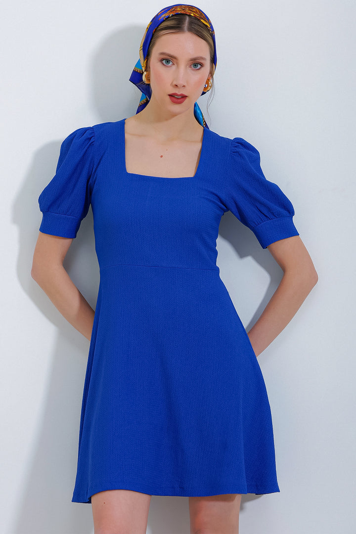 Bigdart Robe mini en tricot à encolure carrée saphir pour femme