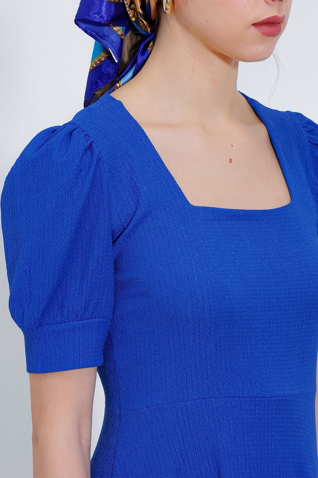 Bigdart Robe mini en tricot à encolure carrée saphir pour femme