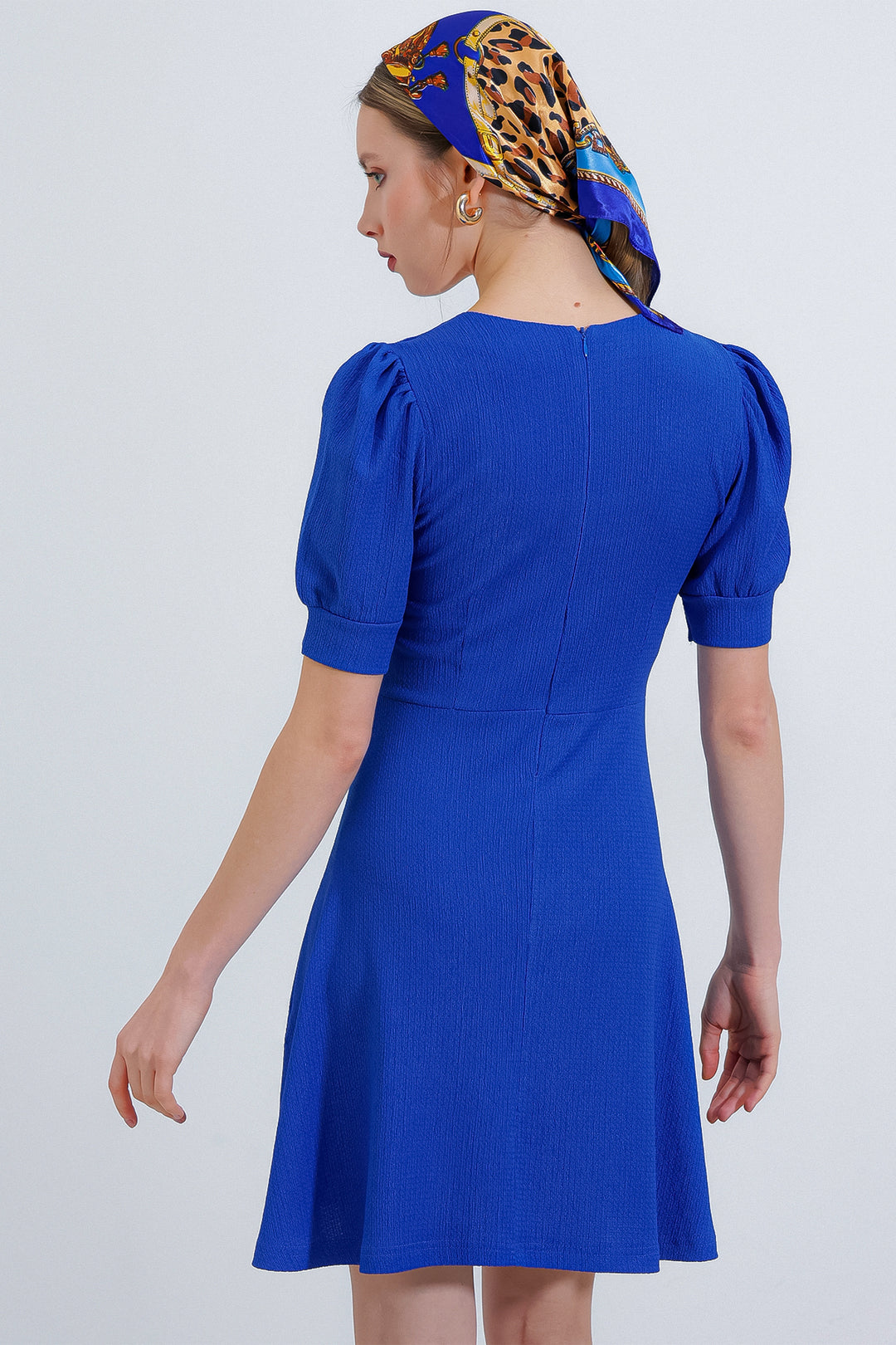 Bigdart Robe mini en tricot à encolure carrée saphir pour femme