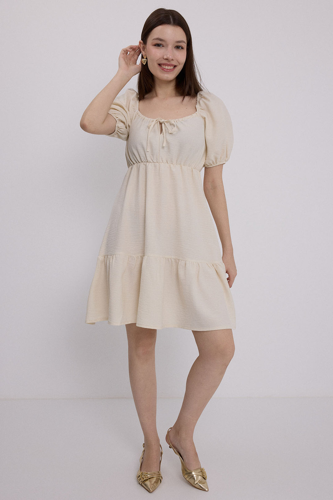Bigdart Robe Évasée en Lin Beige Femme 2351