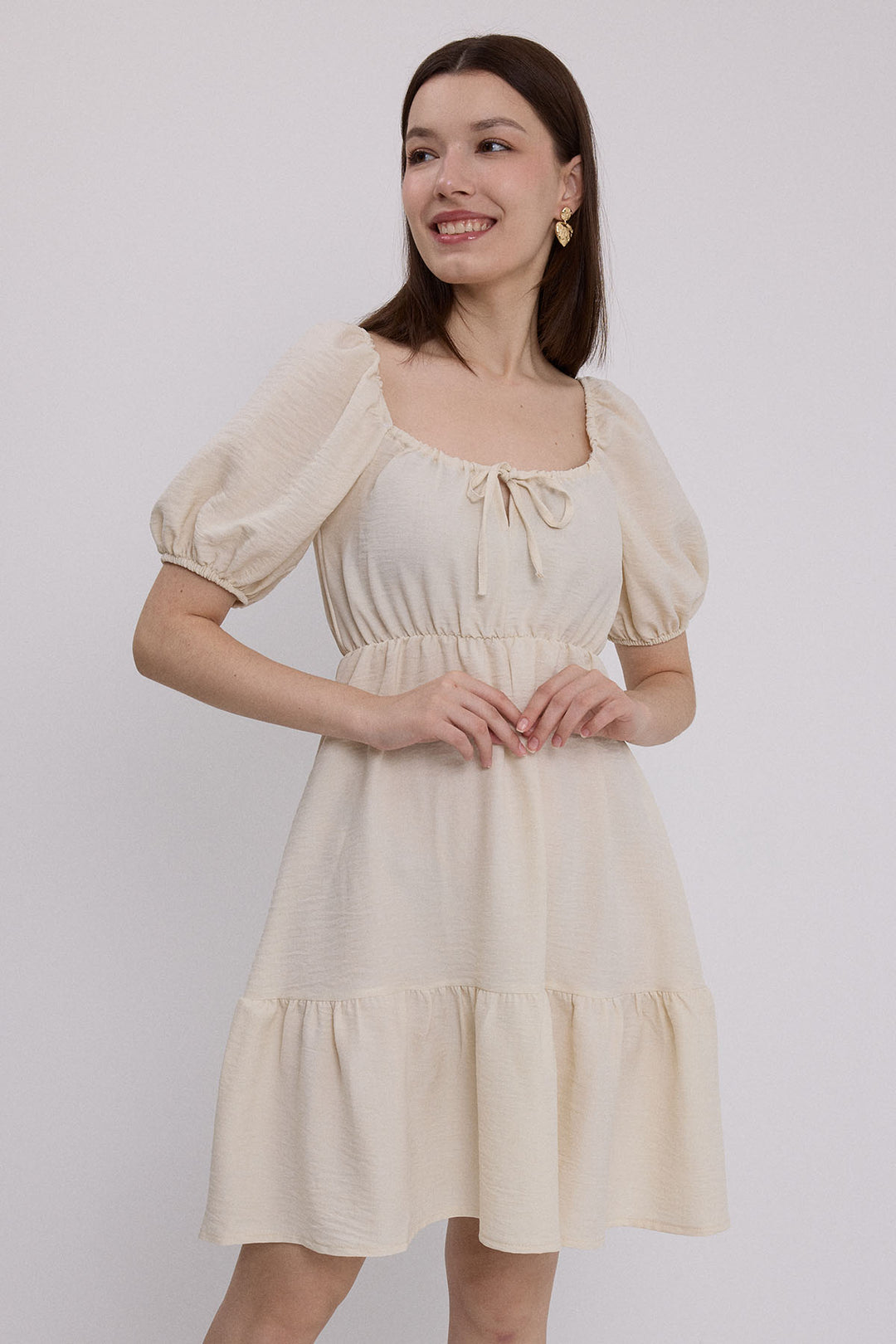 Bigdart Robe Évasée en Lin Beige Femme 2351
