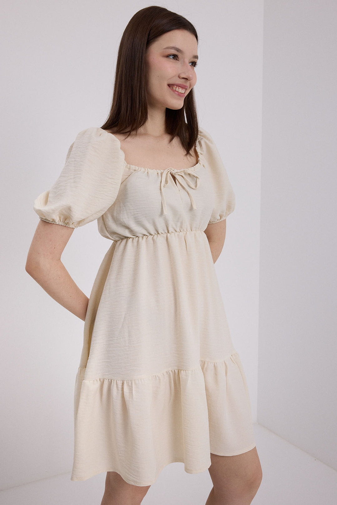 Bigdart Robe Évasée en Lin Beige Femme 2351