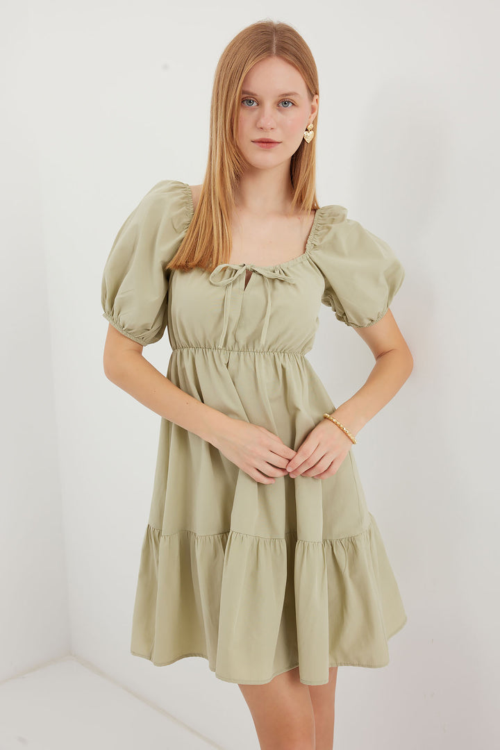 Bigdart Robe en popeline évasée 2351 - Vert amande