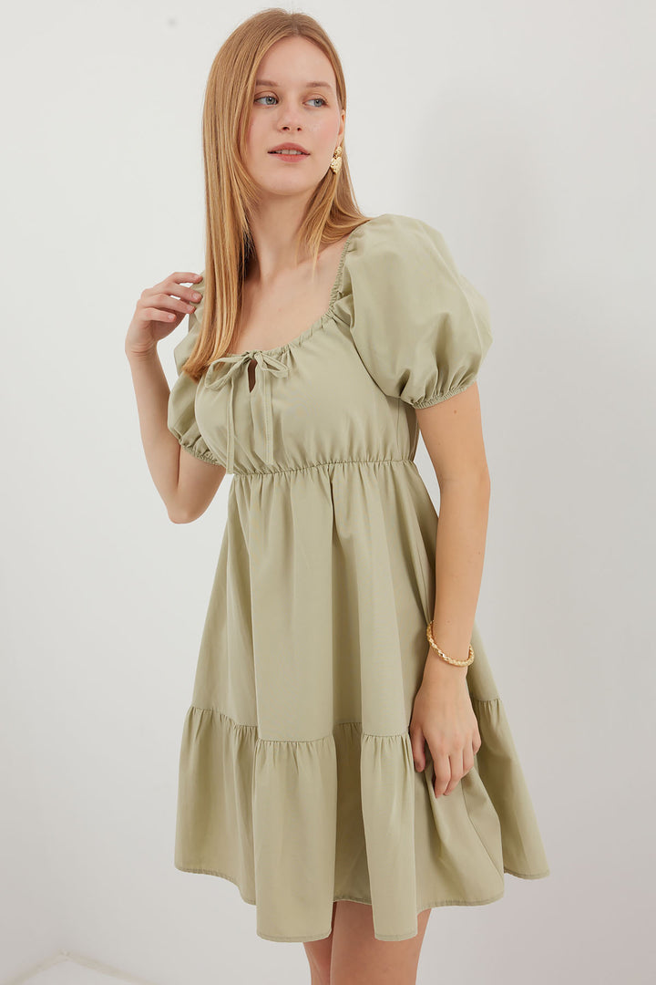 Bigdart Robe en popeline évasée 2351 - Vert amande