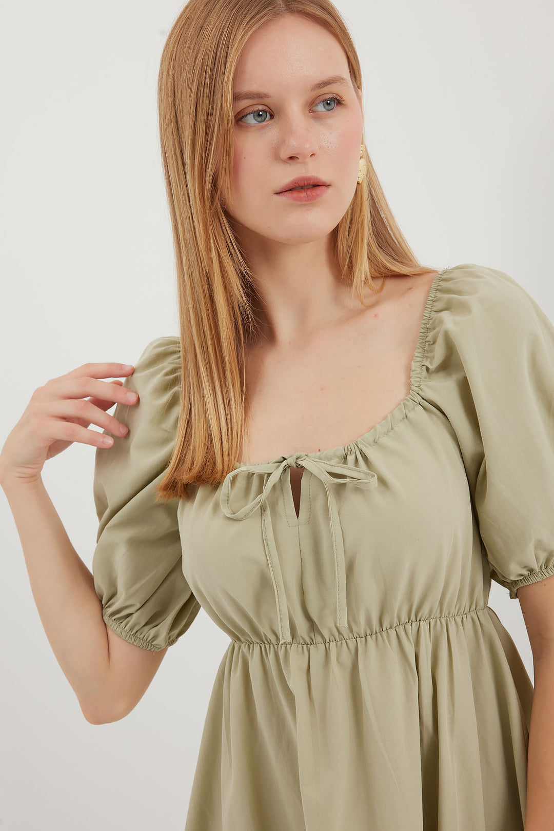 Bigdart Robe en popeline évasée 2351 - Vert amande
