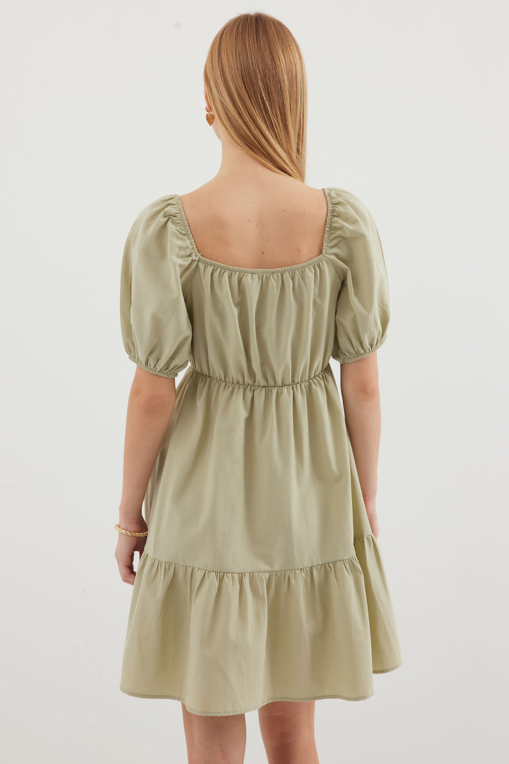 Bigdart Robe en popeline évasée 2351 - Vert amande