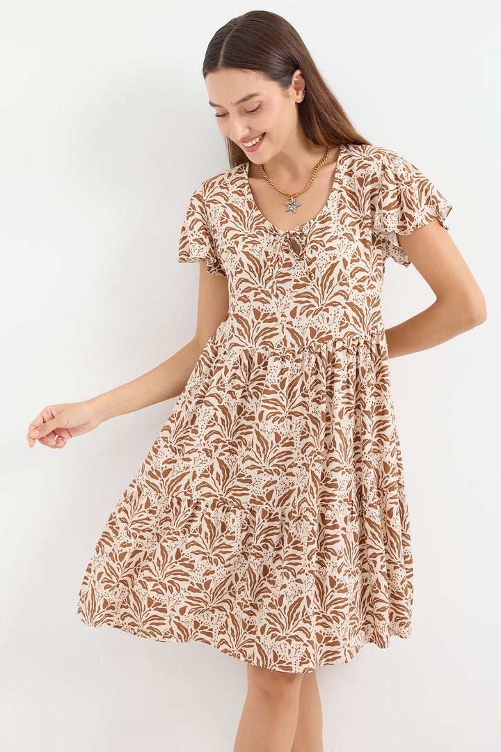 Bigdart Robe courte à col en V 2352 - Tabac