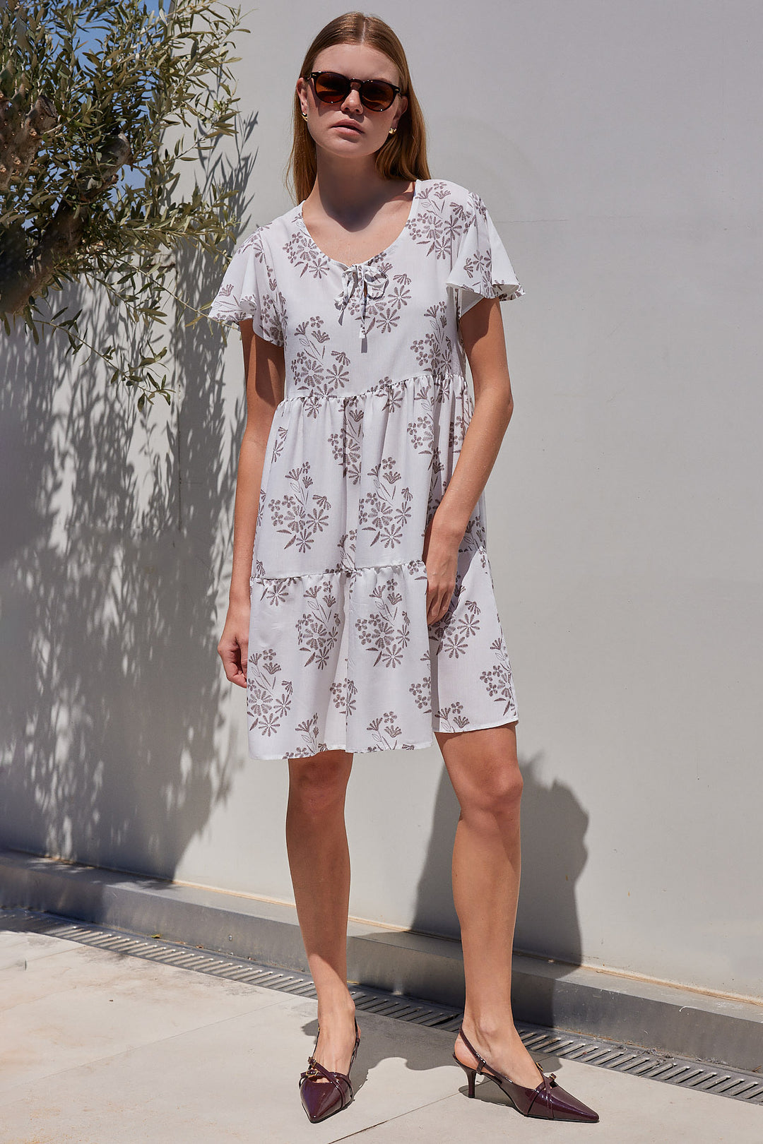 Bigdart 2352 Robe courte à col en V - Marron foncé