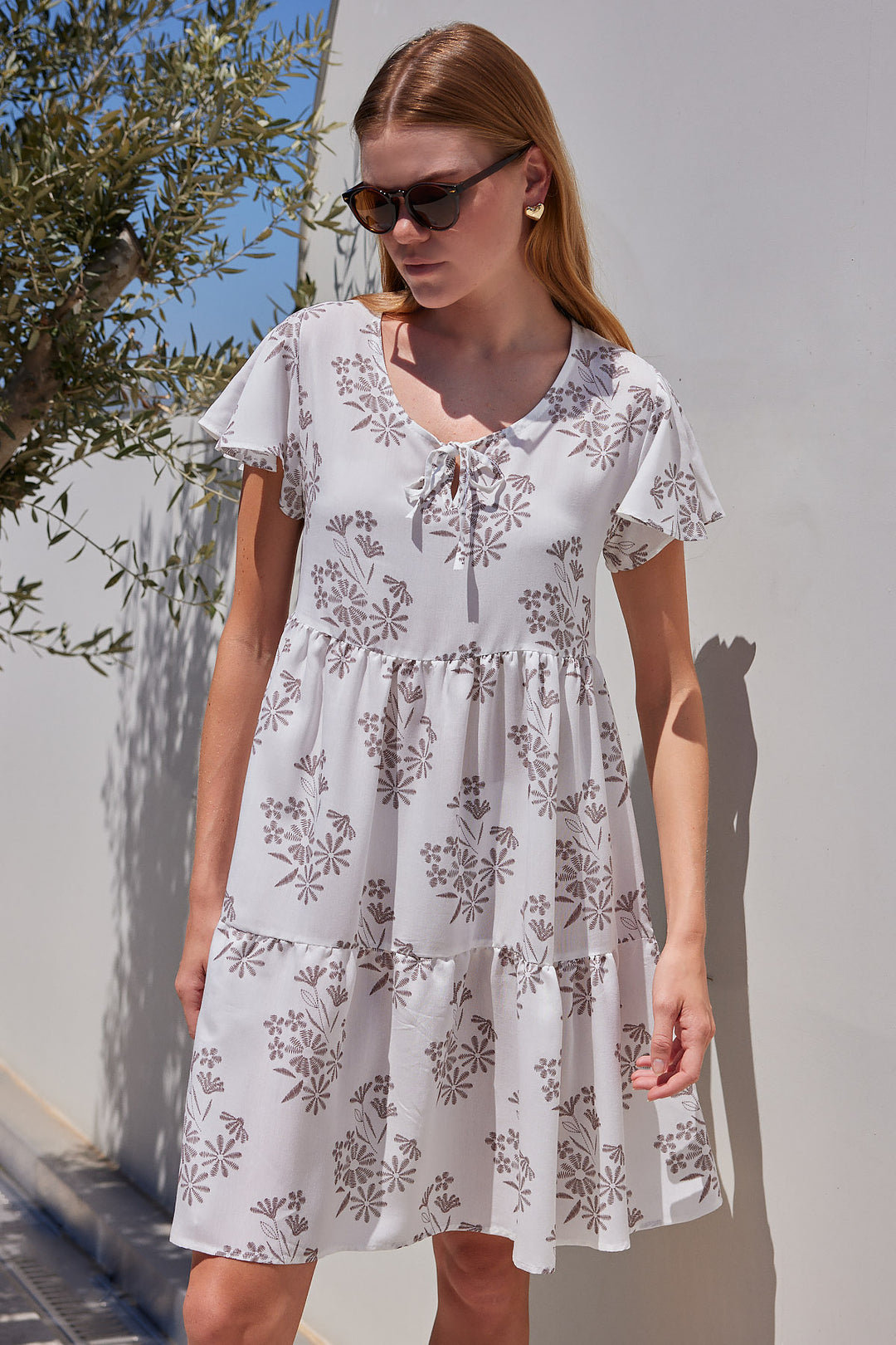 Bigdart 2352 Robe courte à col en V - Marron foncé