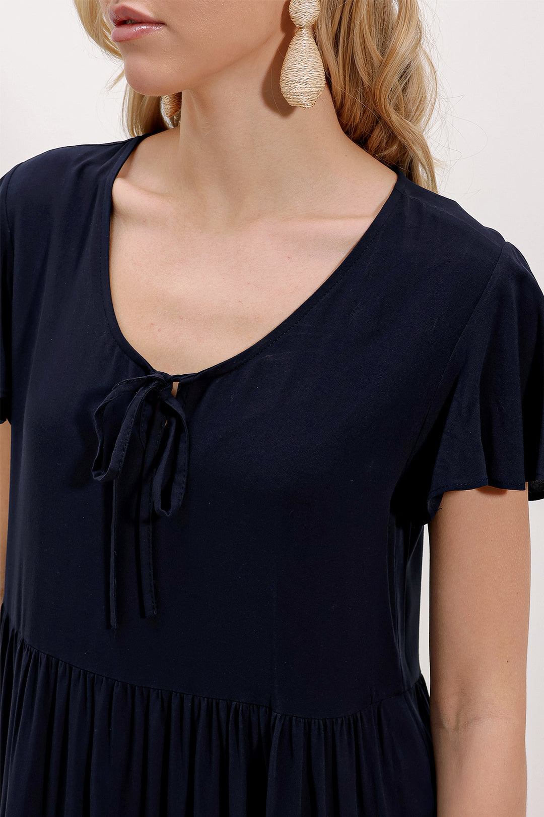 Bigdart 2352 Robe courte à col en V - Bleu marine