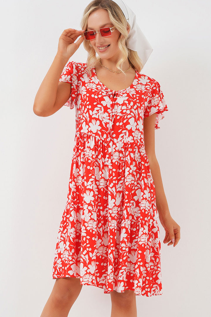 Bigdart 2352 Robe courte à col en V - Rouge