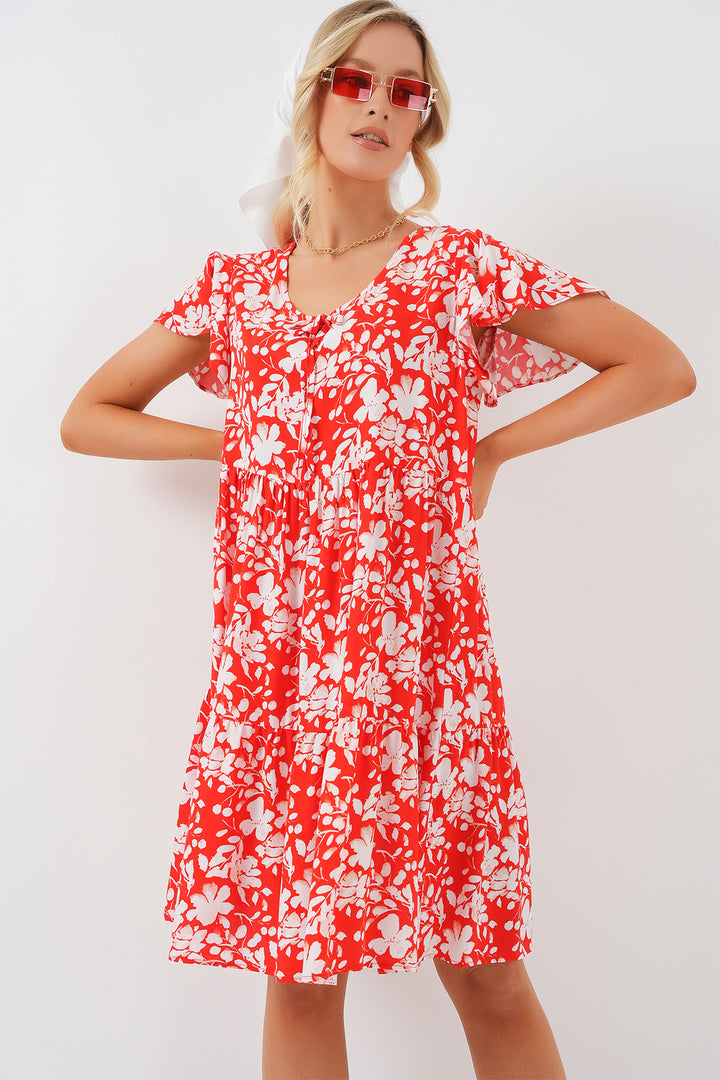 Bigdart 2352 Robe courte à col en V - Rouge