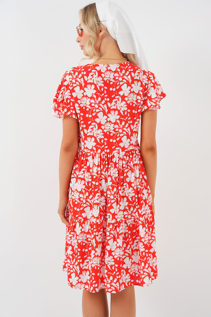 Bigdart 2352 Robe courte à col en V - Rouge