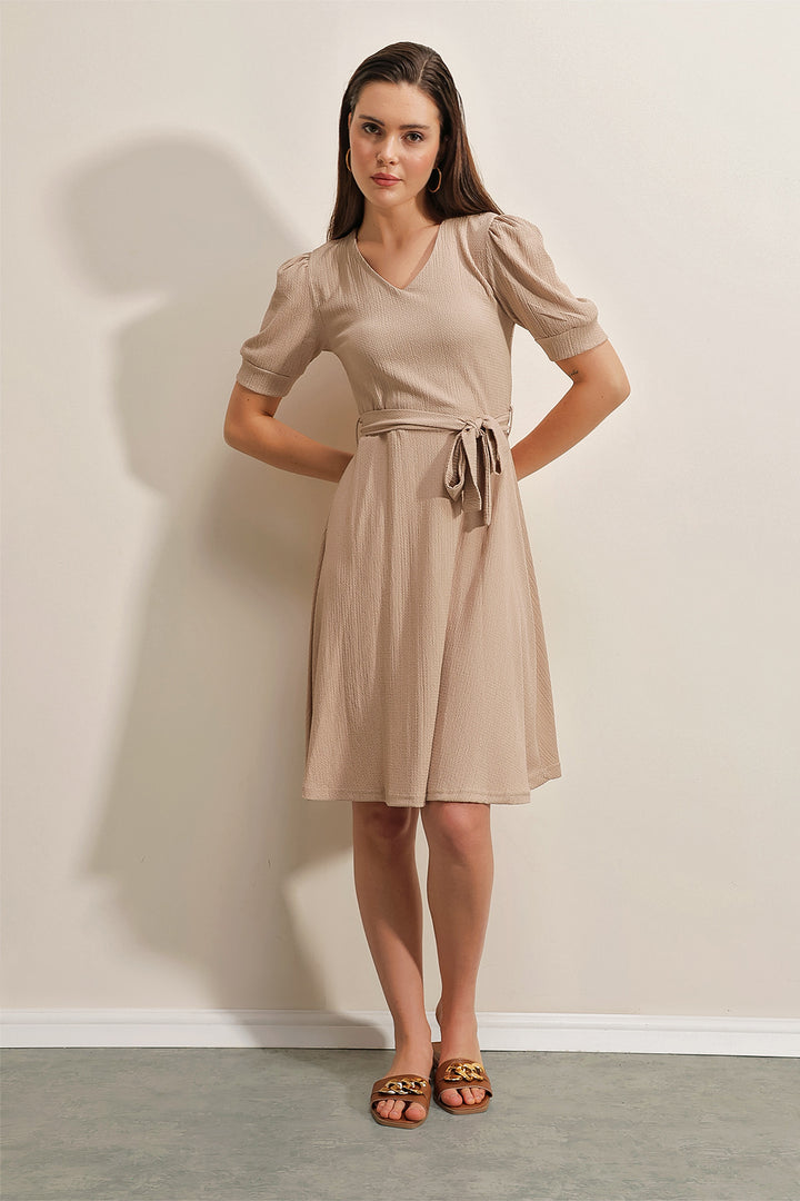 Bigdart 2370 Robe Tricotée Avec Ceinture - Beige