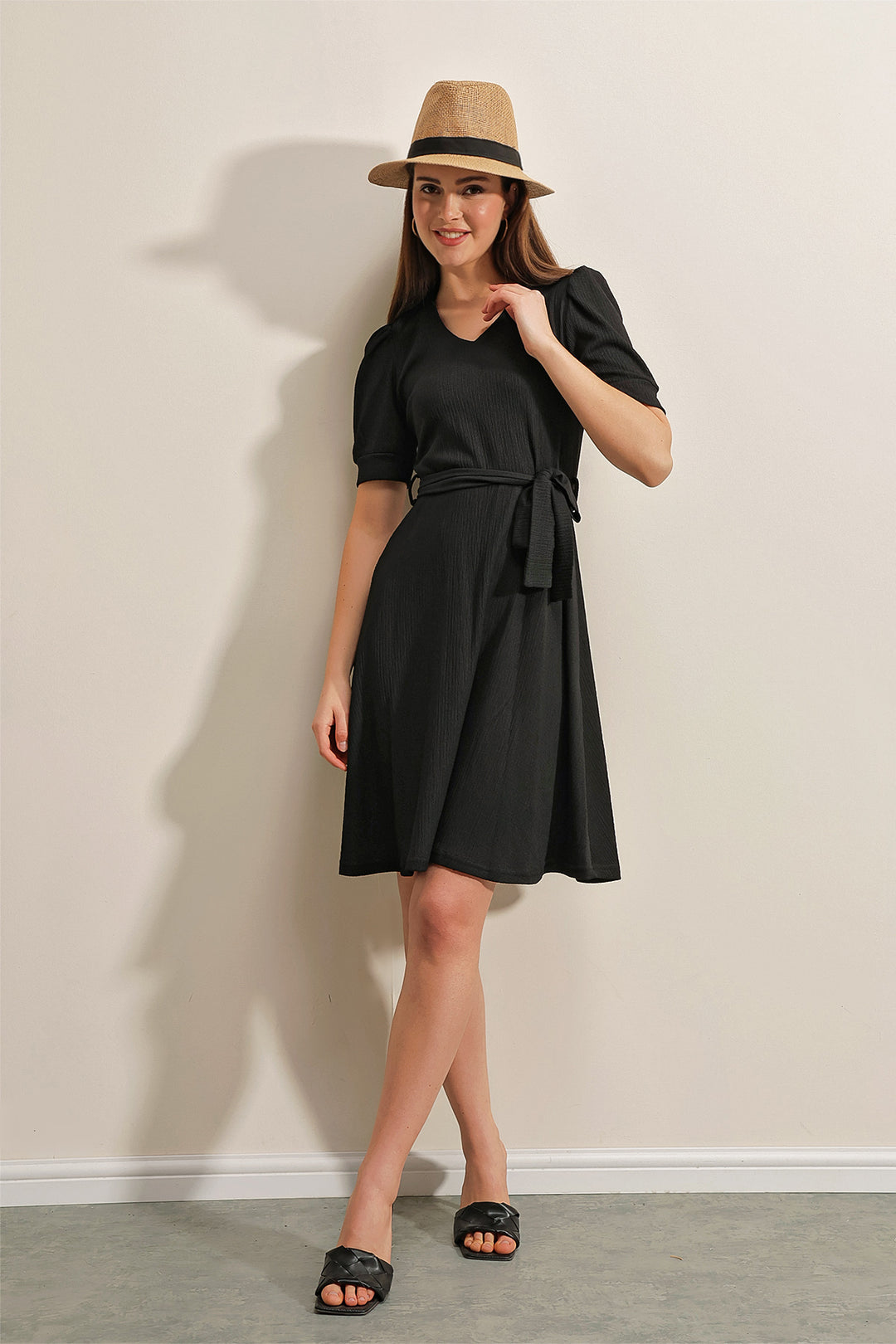 Bigdart 2370 Robe Tricotée Avec Ceinture - Noir