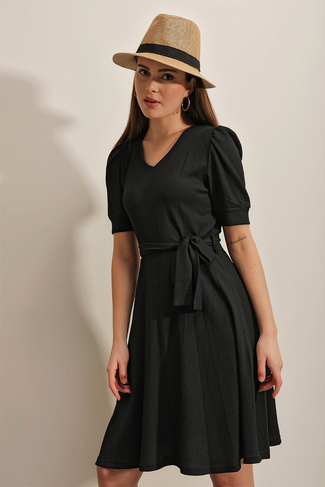 Bigdart 2370 Robe Tricotée Avec Ceinture - Noir