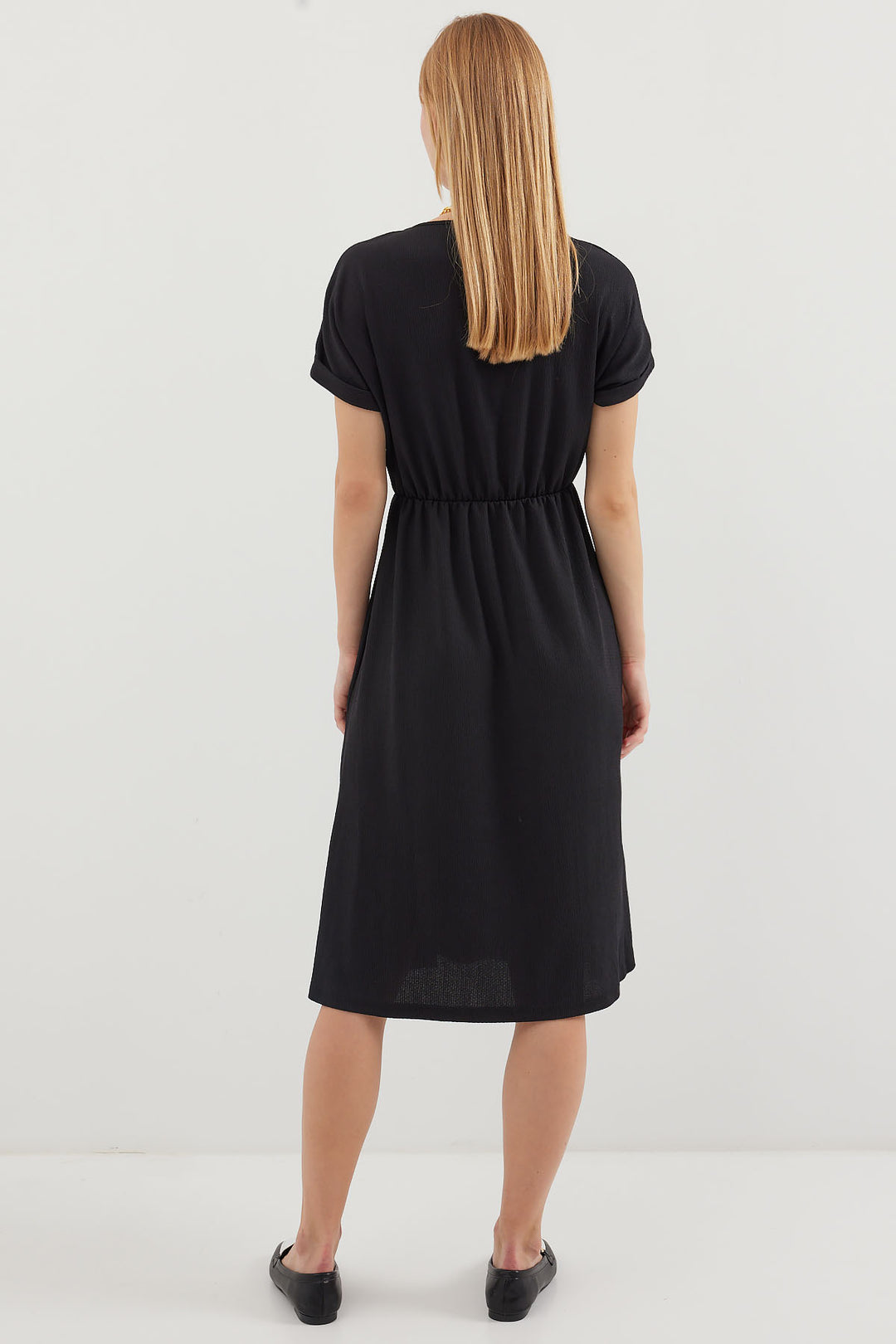Bigdart 2378 Robe Tricot à Col en V avec Fente - Noir