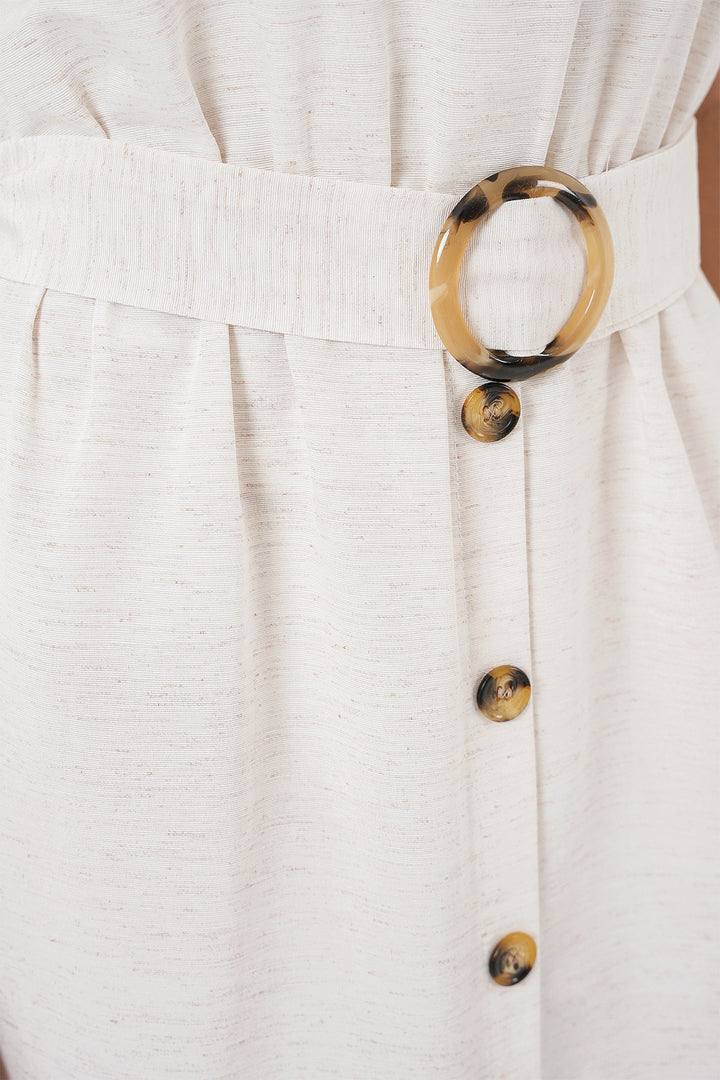 Bigdart Robe en lin avec ceinture 2389 - Écru