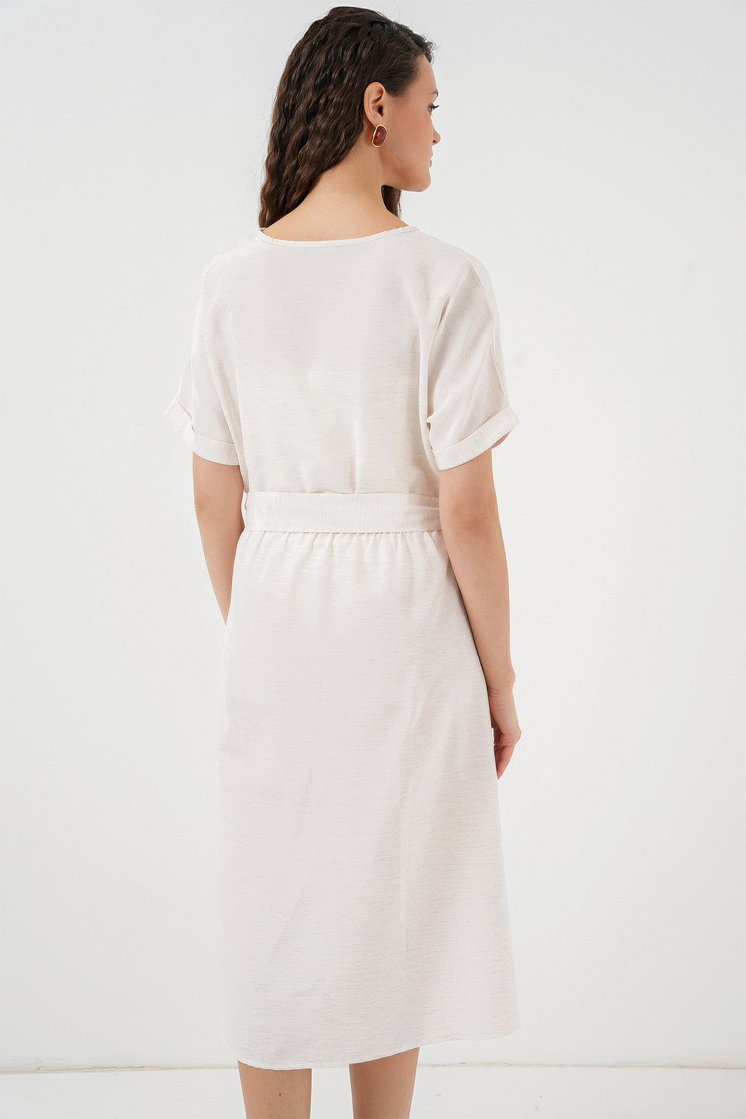 Bigdart Robe en lin avec ceinture 2389 - Écru