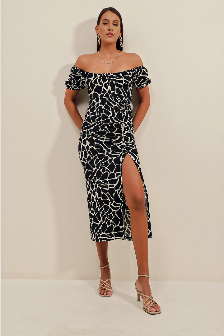 Bigdart 2396 Robe Tricotée d'Été avec Fente - Noir A.