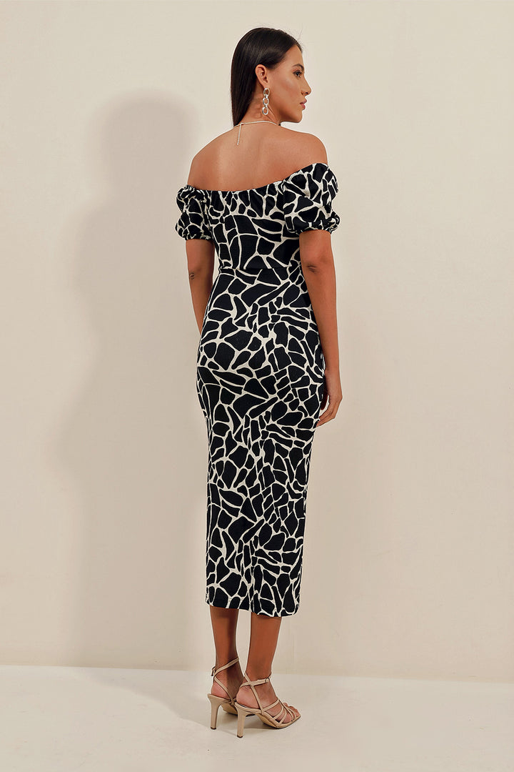 Bigdart 2396 Robe Tricotée d'Été avec Fente - Noir A.