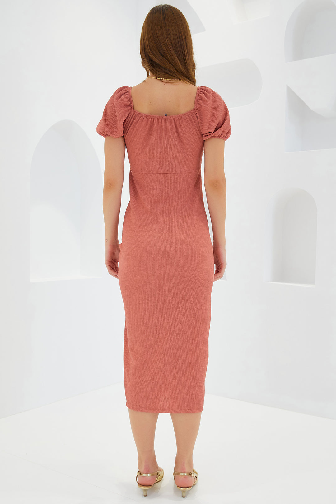 Bigdart Robe Tricotée à Fente en Rose Poudré Femme 2396