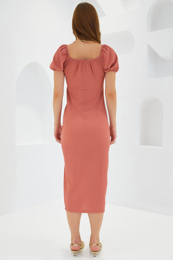 Bigdart Robe Tricotée à Fente en Rose Poudré Femme 2396
