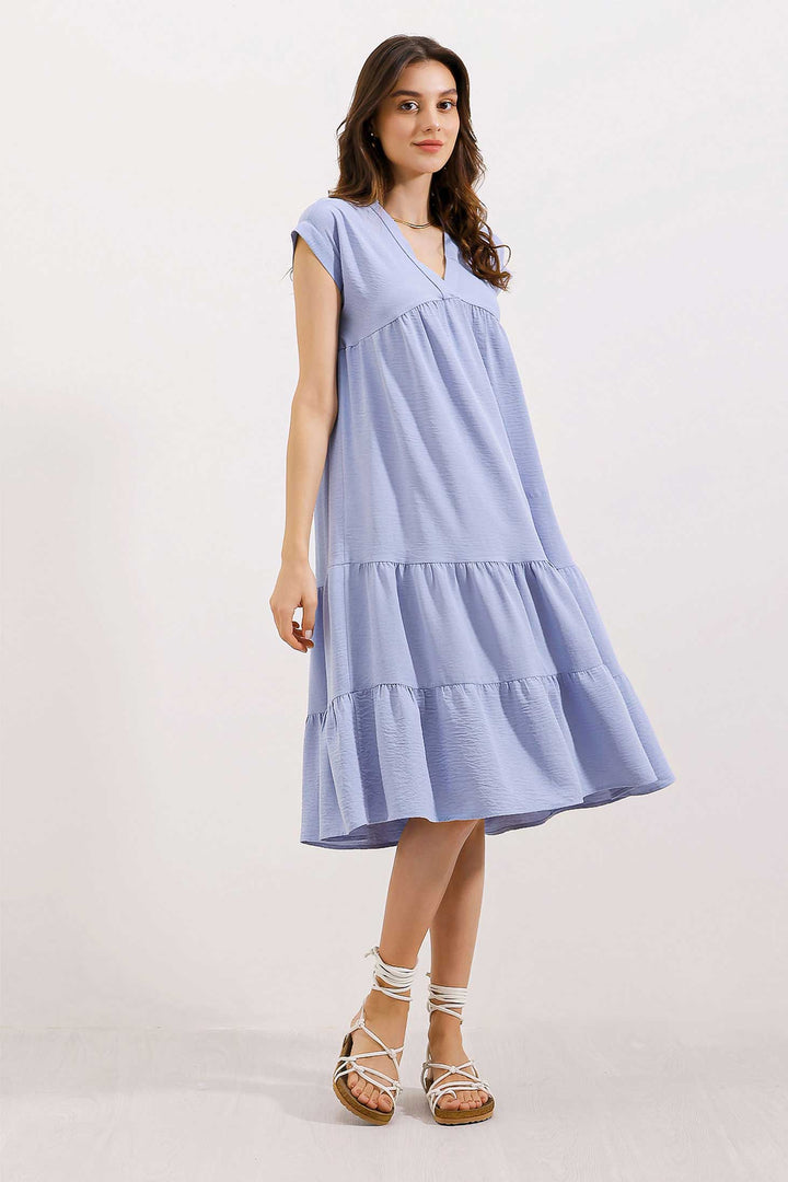 Bigdart 2398 Robe à Volants Col V - Bleu