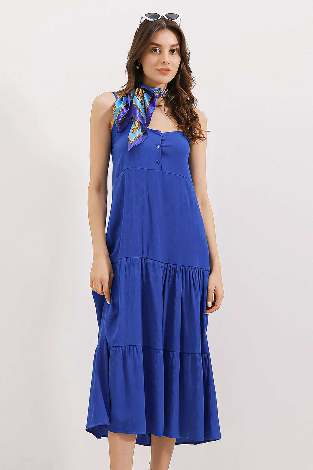 Bigdart 2403 Robe Midi à Bretelles - Bleu marine